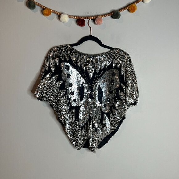 Vintage sequin butterfly top - Picture 5 of 5